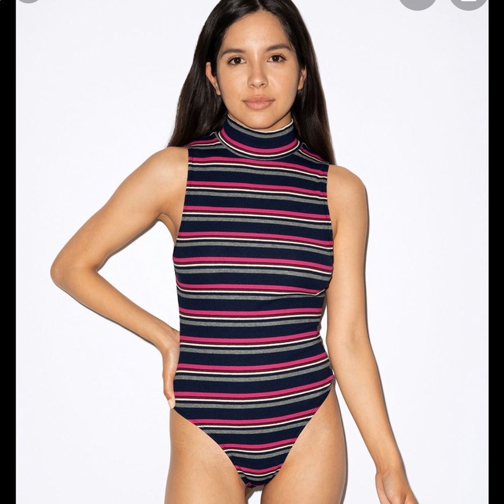 American Apparel turtleneck thong bodysuit NEW L